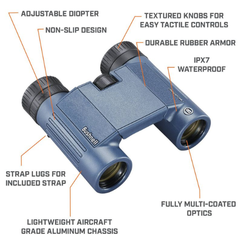 Bushnell Binoculars H2O 12x25 (132105R) FREE Air Duster - Limited Lifetime Warranty