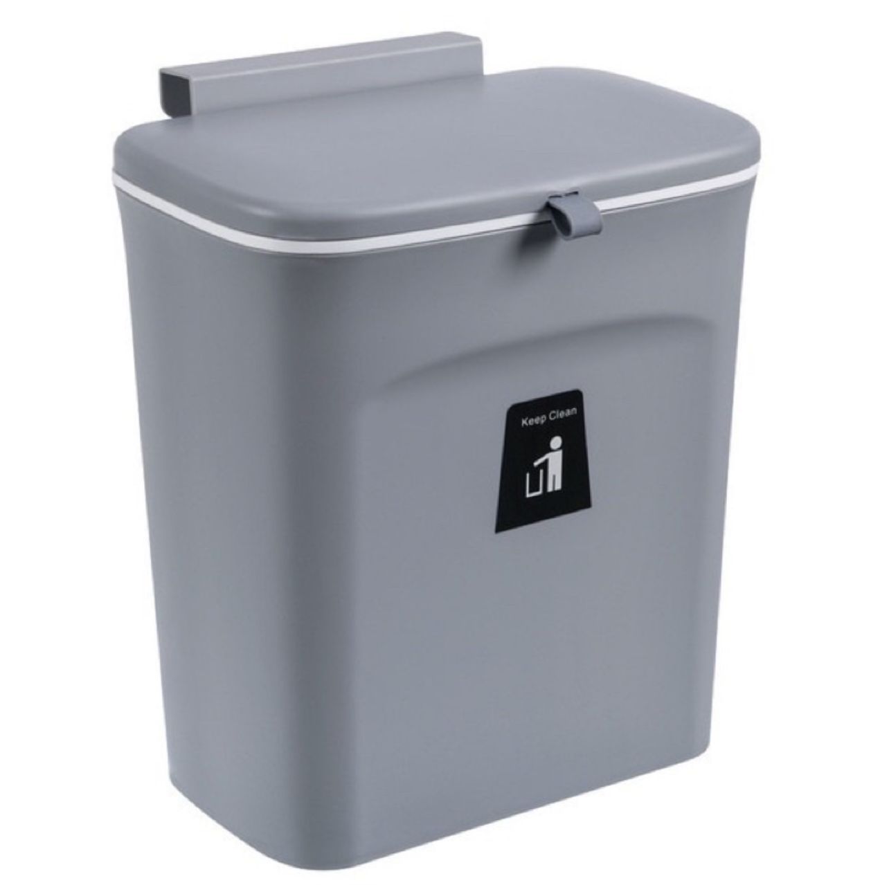 Hanging Trash Rubbish Bin 9L (White / Grey)