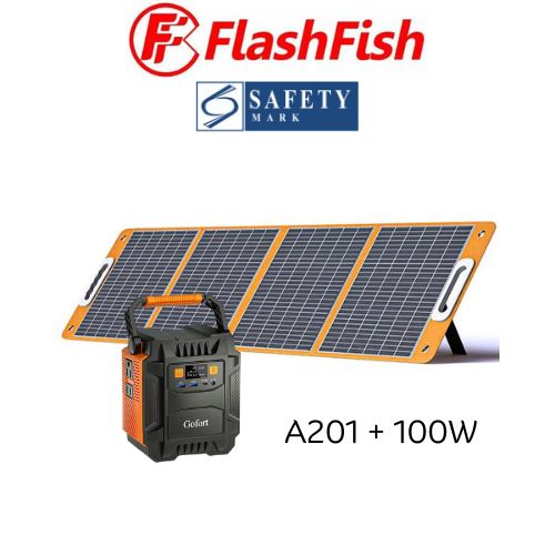 Flashfish/Gofort A201 Portable Power Station with 100W/18V Foldable Solar Panel FREE Backpack(S-Port)