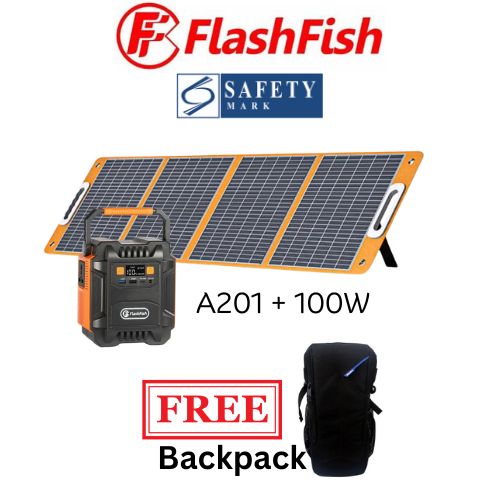 Flashfish/Gofort A201 Portable Power Station with 100W/18V Foldable Solar Panel FREE Backpack(S-Port)