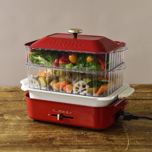 BRUNO Compact Hot Plate Multi Cooker Plates (BOE021-Double Steamer Rack)