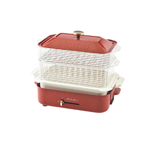 BRUNO Compact Hot Plate Multi Cooker Plates (BOE021-Double Steamer Rack)