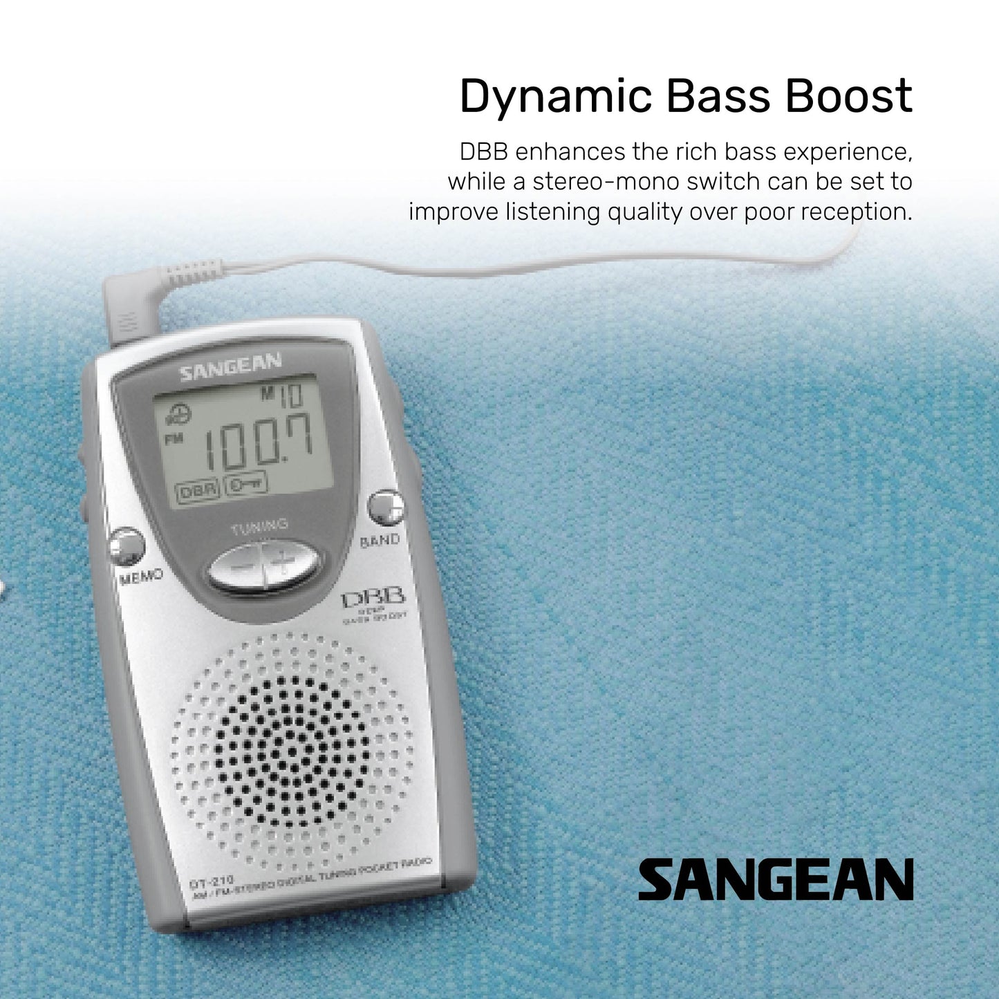 Sangean DT-210 (AM / FM-Stereo Pocket Radio) - 1 Year Manufacturer Warranty