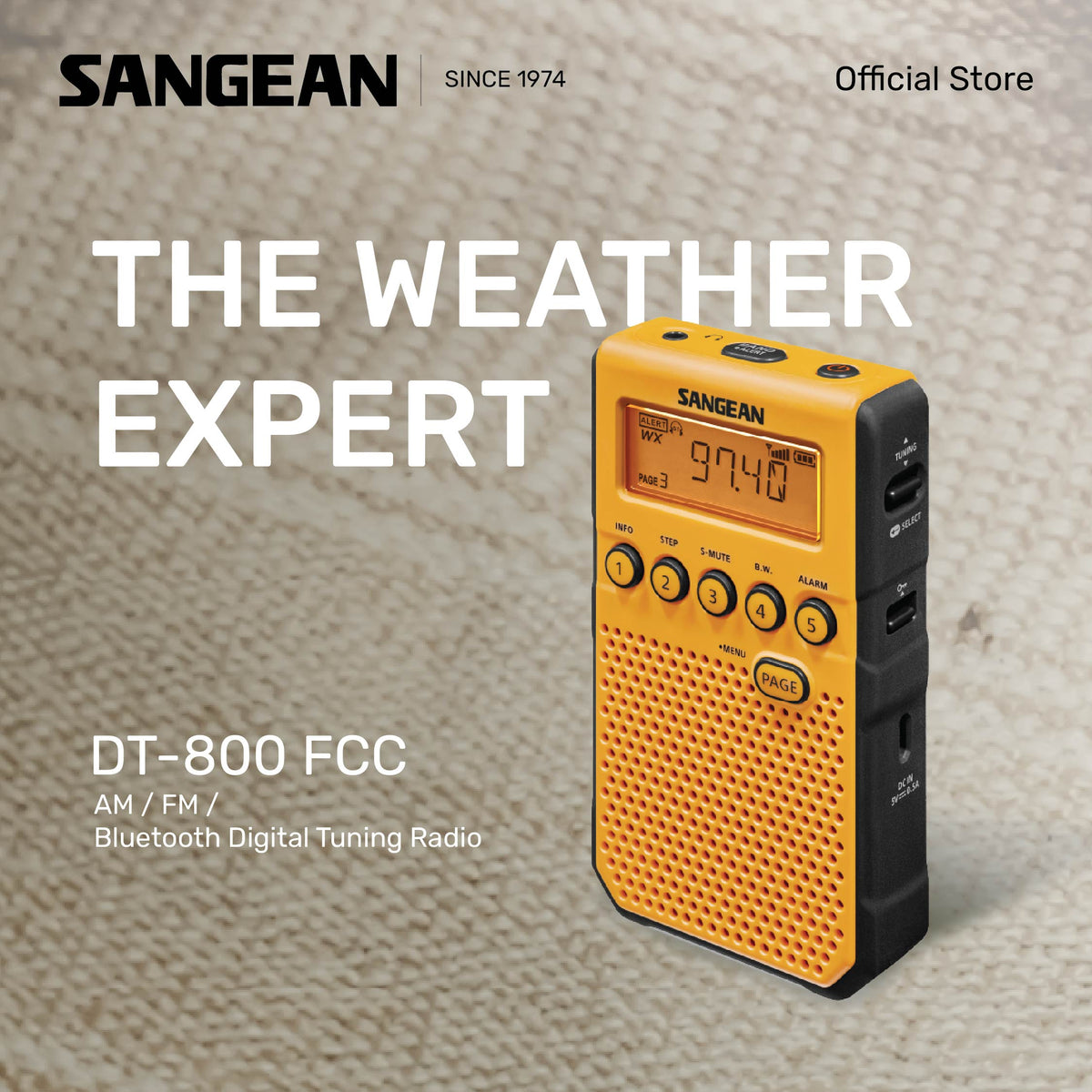 Sangean DT-800 (FCC AM / FM / Weather Alert Pocket Radio) - 1 Year Manufacturer Warranty