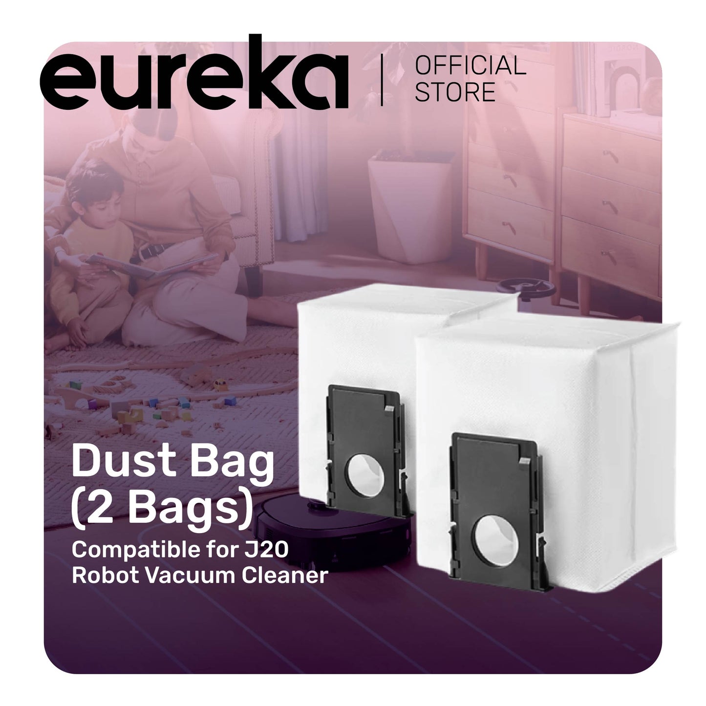 Eureka Dust Bag For NER J20 Ultra Robot Vacuum Cleaner (2 Bags)
