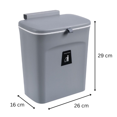 Hanging Trash Rubbish Bin 9L (White / Grey)