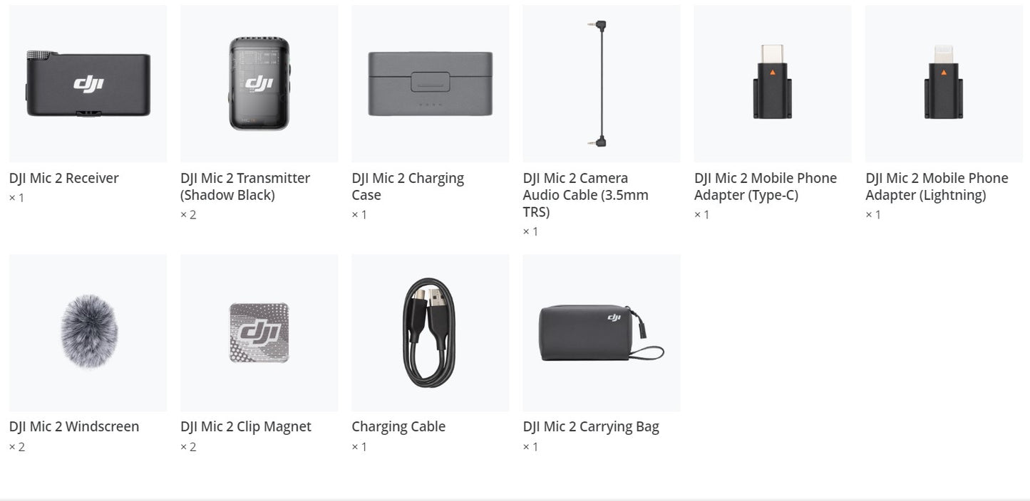 DJI Mic 2 Wireless Microphone | High Quality Audio Recording | Magnetic Attachment | 14H Internal Recording | Pocket-sized Pro Audio