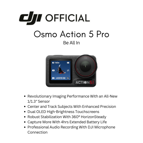 DJI Osmo Action 5 Pro - New Gen 1/1.3" sensor |Subject Tracking|32x Slow Motion|Waterproof up to 20m