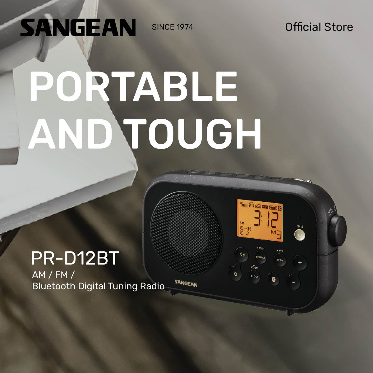Sangean PR-D12BT (AM / FM / Bluetooth Digital Tuning Radio) - 1 Year Manufacturer Warranty