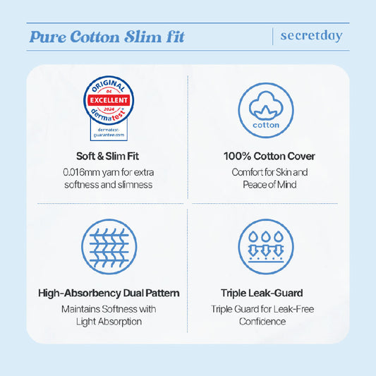 SECRETDAY - PURE COTTON SLIM FIT OVERNIGHT 36CM 10S