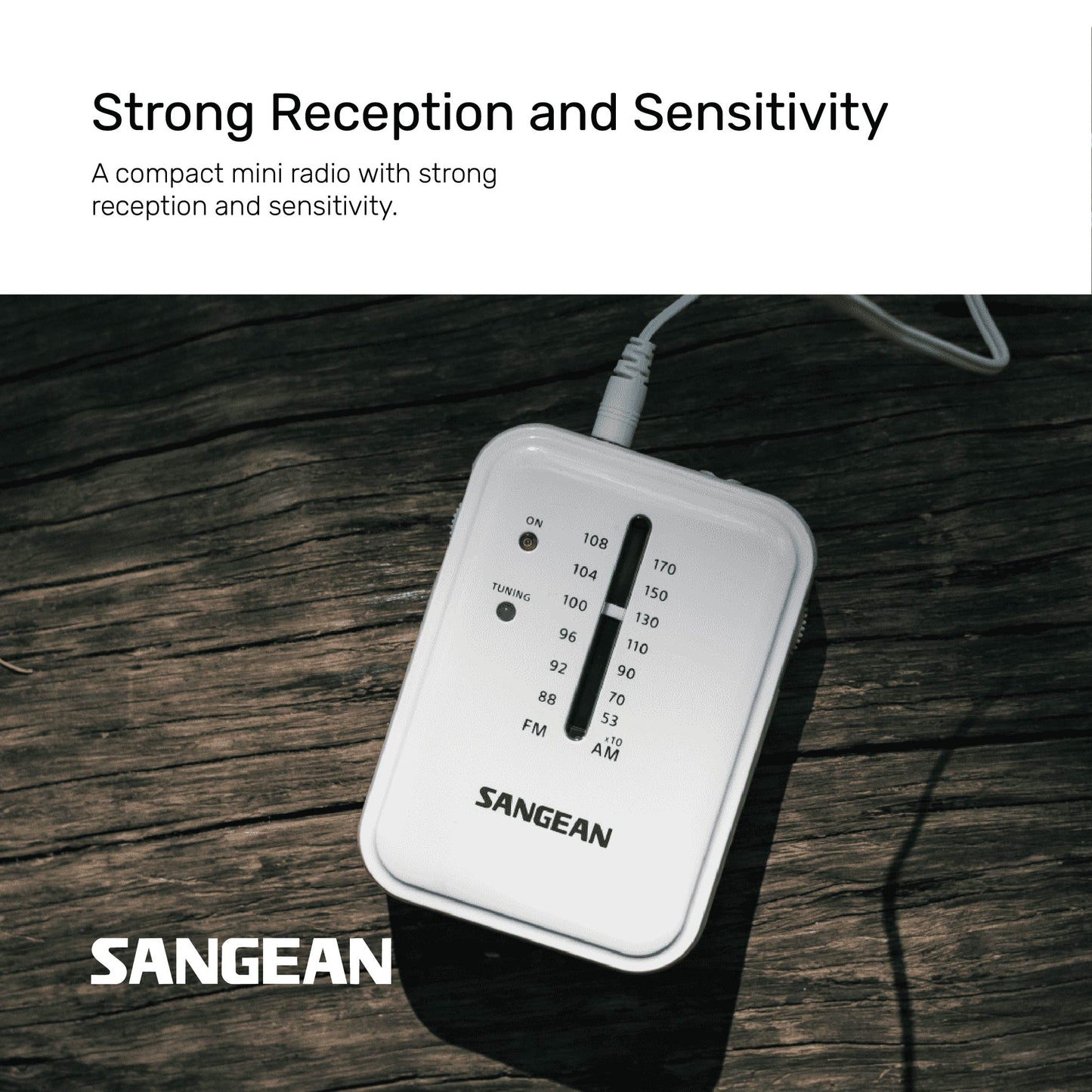 Sangean SR-32 CE AM / FM Pocket Radio (White-Grey) - 1 Year Manufacturer Warranty