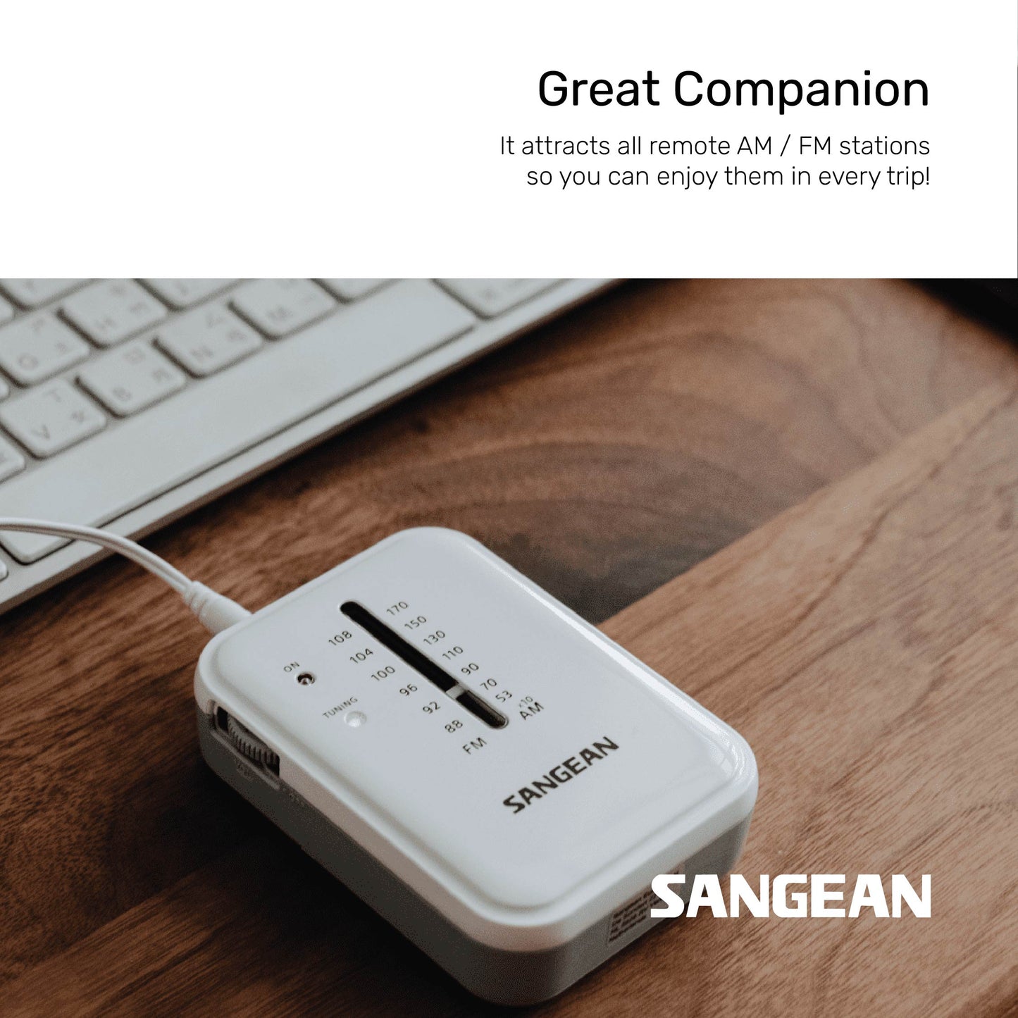 Sangean SR-32 CE AM / FM Pocket Radio (White-Grey) - 1 Year Manufacturer Warranty