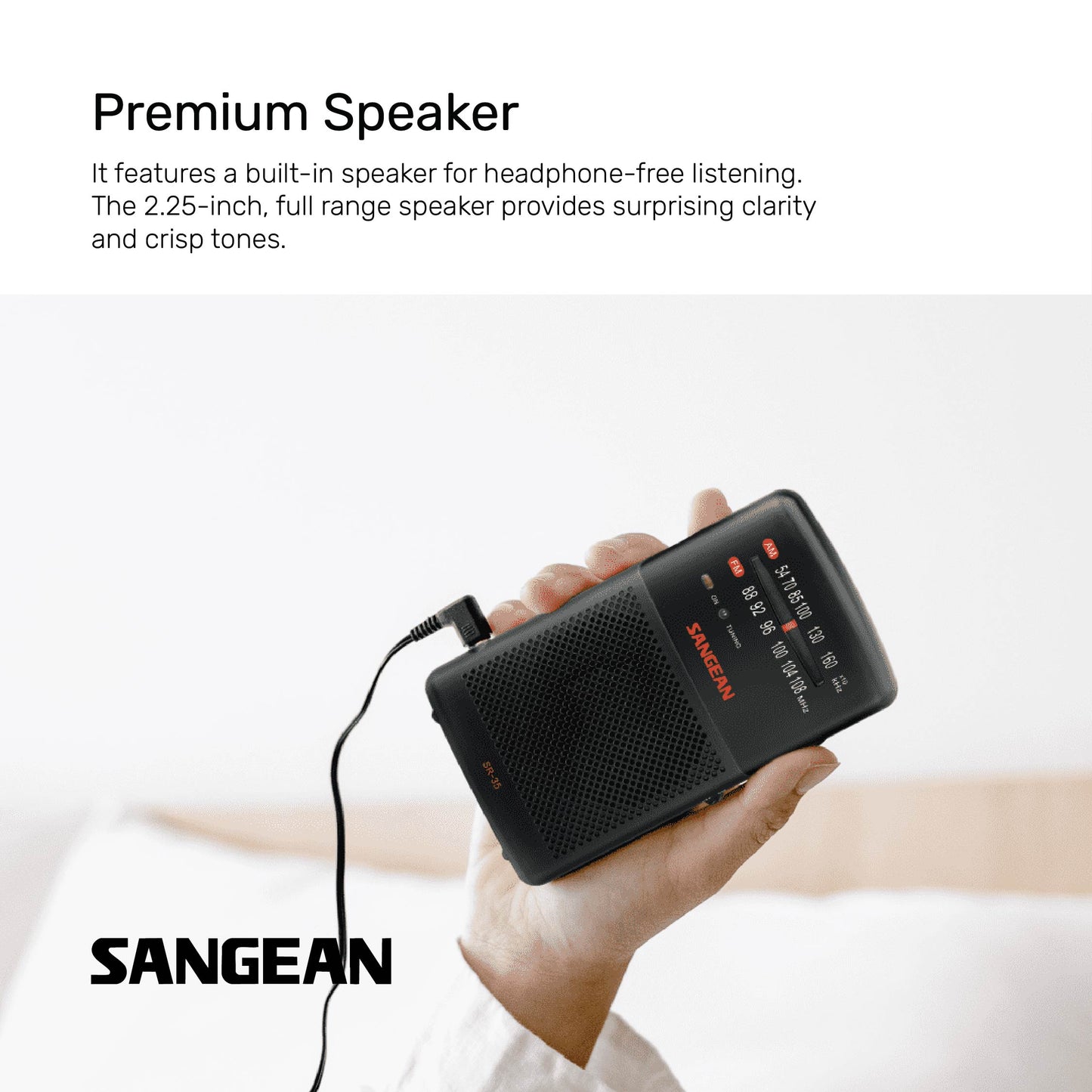 Sangean SR-35 AM / FM Pocket Radio (Black) - 1 Year Manufacturer Warranty