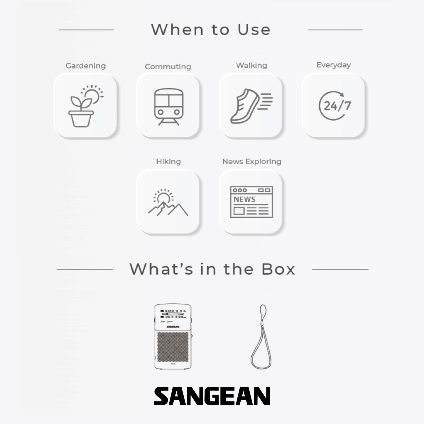 Sangean SR-35 AM / FM Pocket Radio (Black) - 1 Year Manufacturer Warranty
