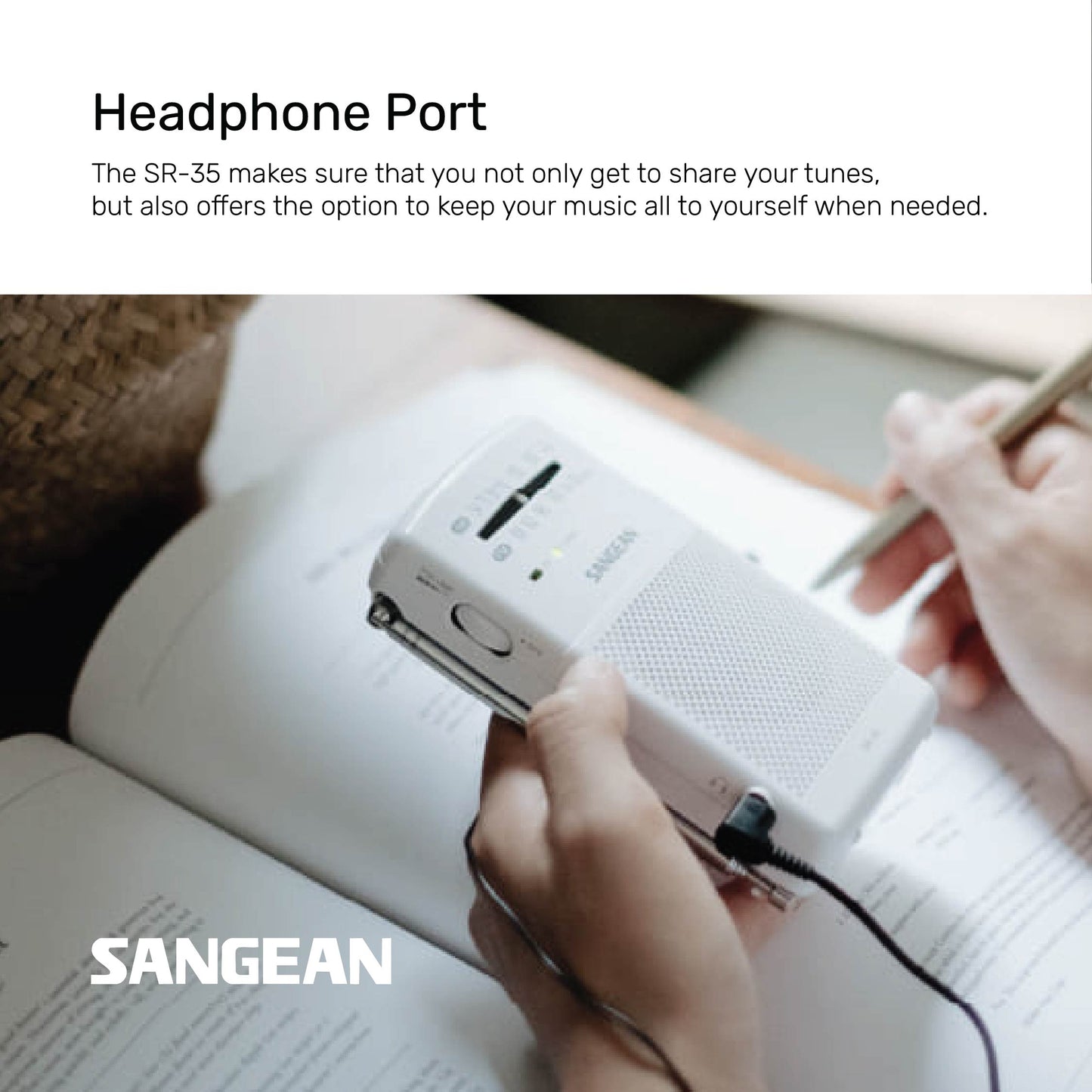 Sangean SR-35 AM / FM Pocket Radio (Black) - 1 Year Manufacturer Warranty