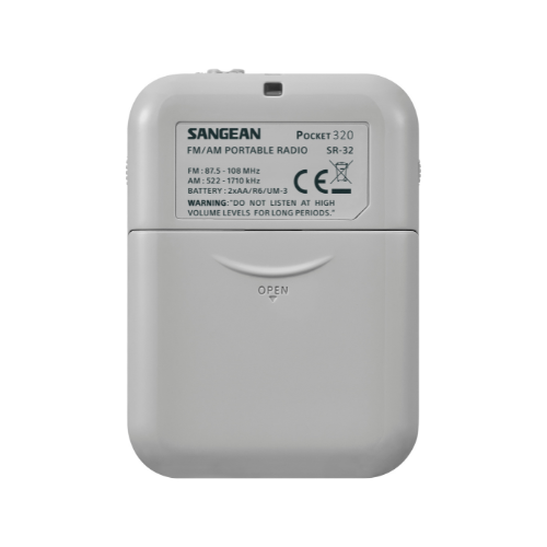 Sangean SR-32 CE AM / FM Pocket Radio (White-Grey) - 1 Year Manufacturer Warranty