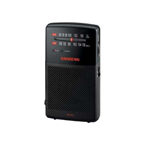 Sangean SR-35 AM / FM Pocket Radio (Black) - 1 Year Manufacturer Warranty