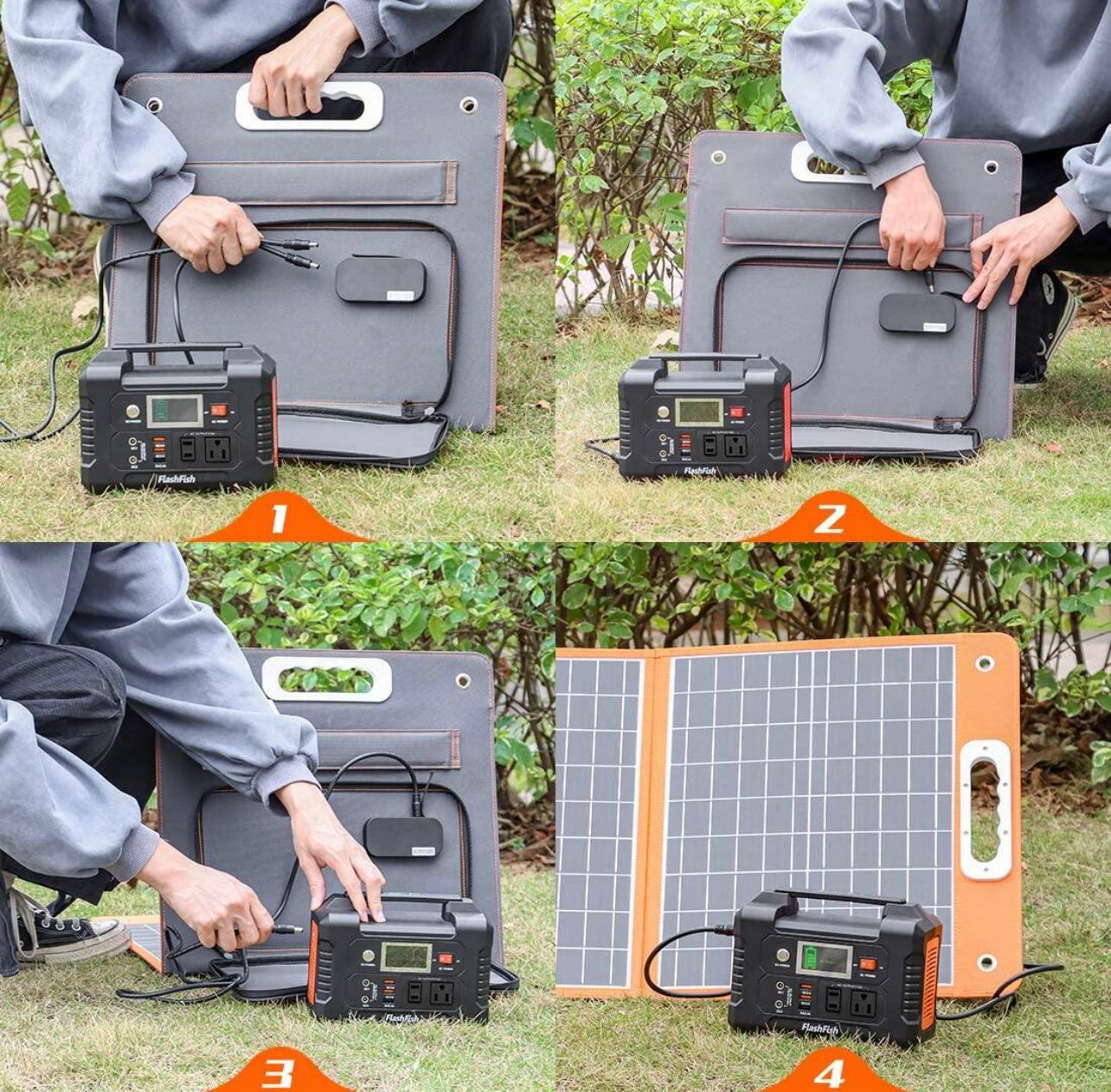 Flashfish E200 Portable Power Station With 60W/18V Foldable Solar Panel FREE Foot Massager