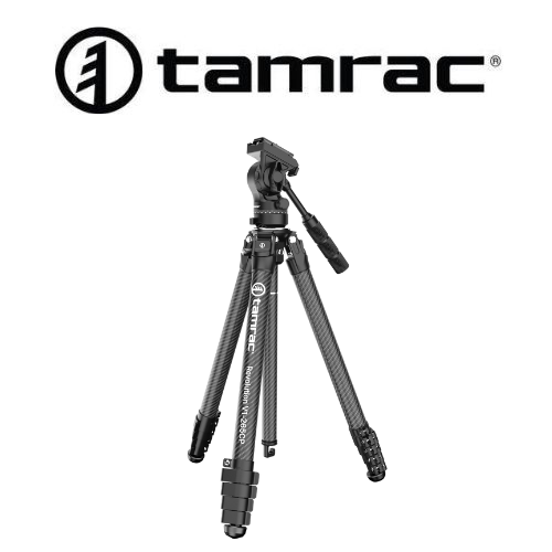 Tamrac Revolution V1-265CP Professional Carbon Tripod (Black) with Panhead FREE Tamrac Phone Holder