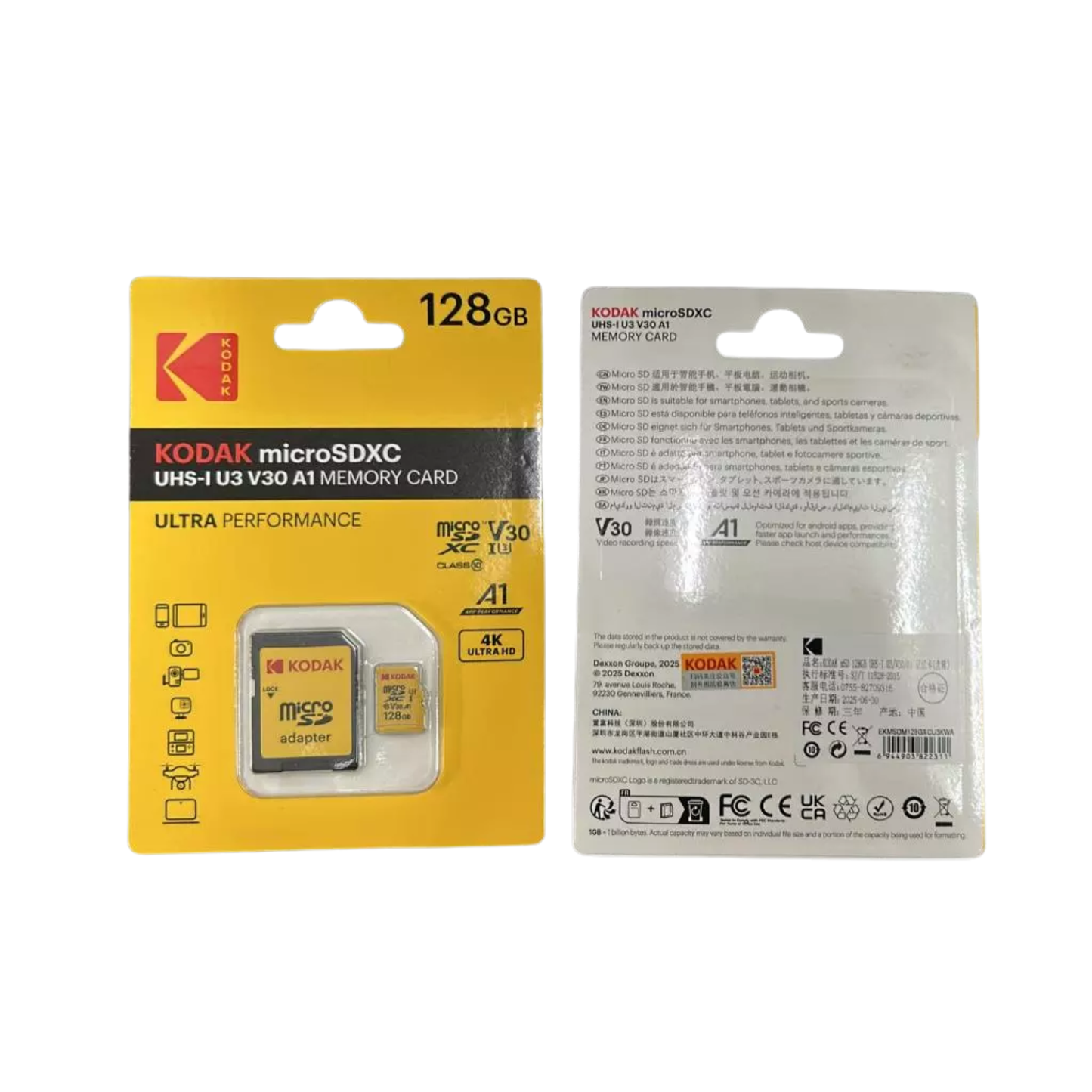 KODAK MicroSDHC C10 UHS-I U3 V30 A1 Memory Cards - 32gb/64gb/128gb