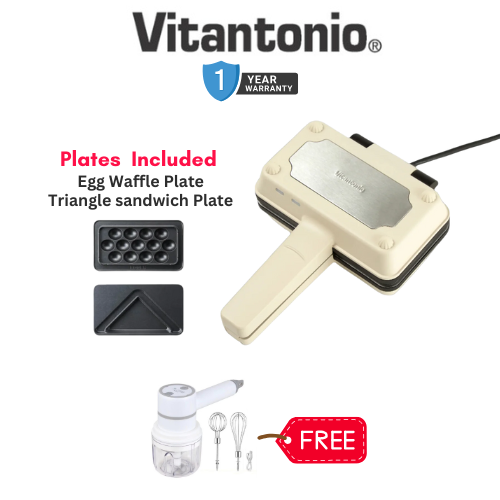 Vitantonio Egg Waffle Baker with Sandwich Maker (VEH-10A) FREE Wireless Handheld Mixer