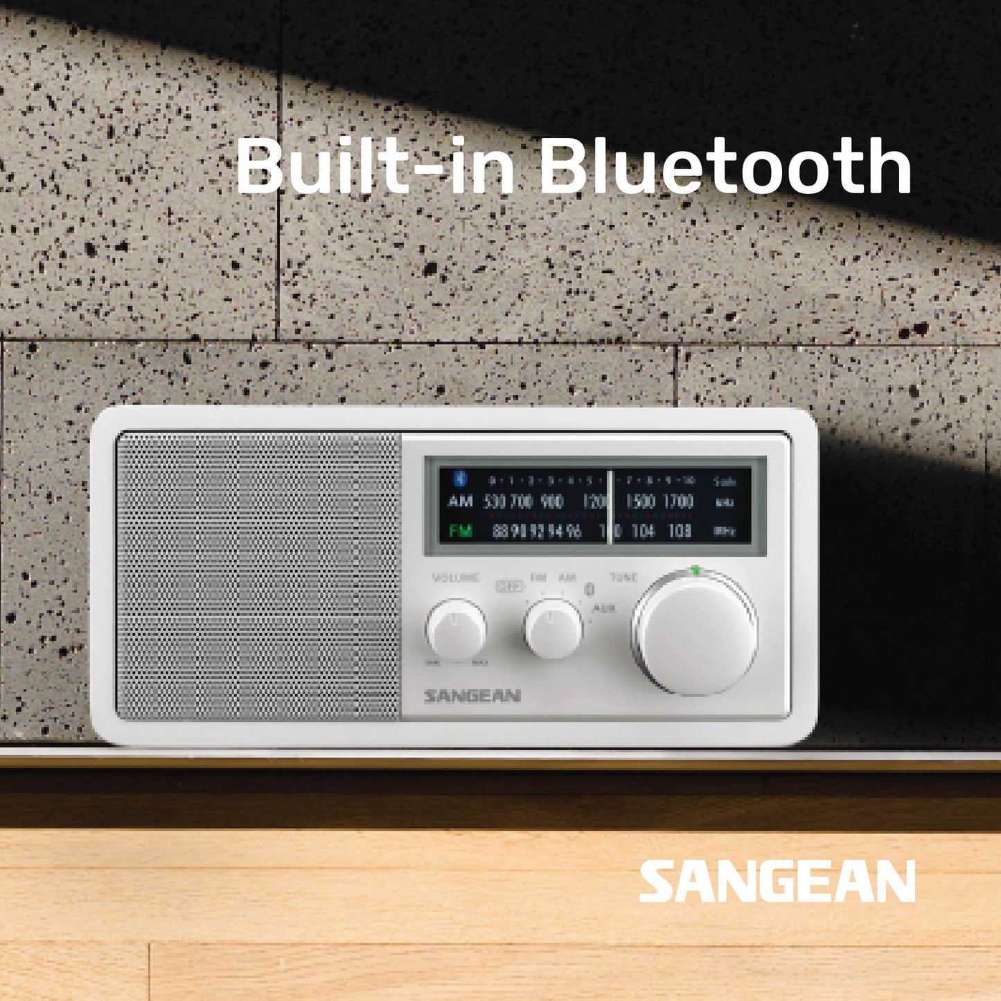 Sangean WR-11BT AM / FM / AUX / Bluetooth Wooden Cabinet Radio (Light Wood-Black) - 1 Year Manufacturer Warranty