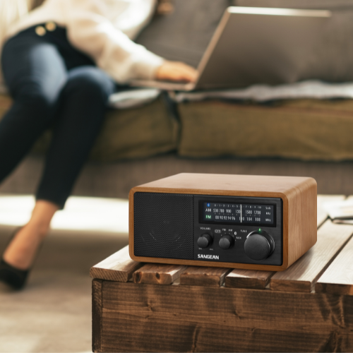 Sangean WR-11BT AM / FM / AUX / Bluetooth Wooden Cabinet Radio (Light Wood-Black) - 1 Year Manufacturer Warranty