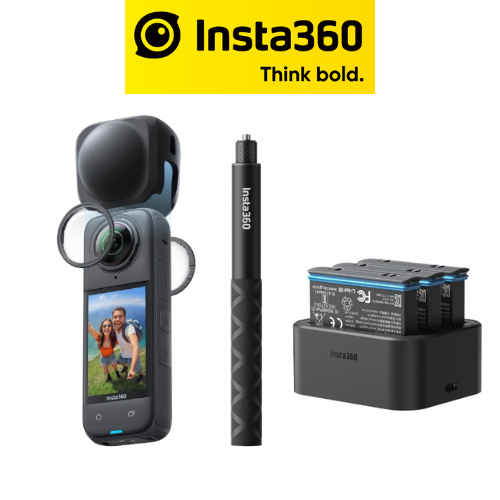 Insta360 X4 battery kit Bundle (2 extra battery, charge hub, lens cap, 114cm invisible selfie stick)