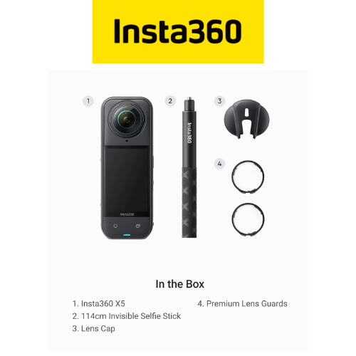 Insta360 X5 Premium Lens Guard Bundle (Lens Cap, 114cm Invisible Selfie Stick and Premium Lens Guards)