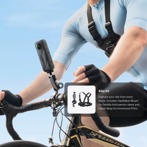 Insta360 X5 Road Cycling Bundle (Independent) (Lens Cap, 114cm Invisible Selfie Stick, Bike Computer Mount(Independent Handlebars) and Bike Kit)