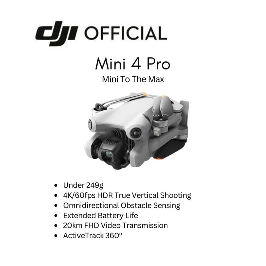 DJI Mini 4 Pro Camera Drone | 4K/60fps HDR TrueVertical Shooting | Omnidirectional Obstacle Sensing - 1 Year Local DJI Warranty