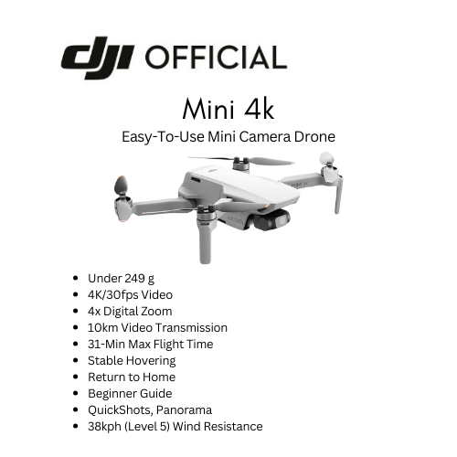 DJI Mini 4K Drone with 4K UHD Camera for Adults, Under 249 g, 3-Axis G