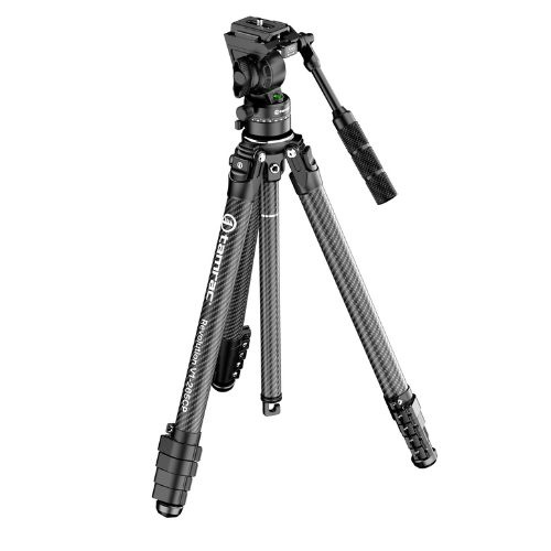 Tamrac Revolution V1-265CP Professional Carbon Tripod (Black) with Panhead FREE Tamrac Phone Holder