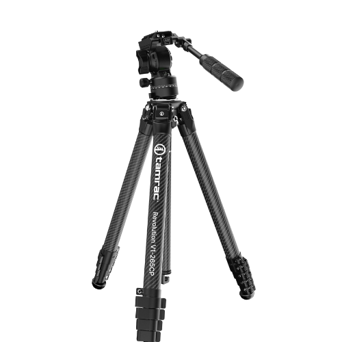 Tamrac Revolution V1-265CP Professional Carbon Tripod (Black) with Panhead FREE Tamrac Phone Holder