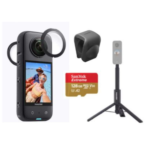 Insta360 One X3 With 2in1 Invisible Selfie Stick, Lens Cap, Removable Lens Guard & MicroSD card - 1 Year Local Manufacturer Warranty