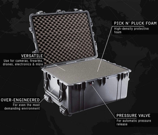 Pelican 1630 Black Protector Transport Case with Foam-Limited Lifetime Local Warranty