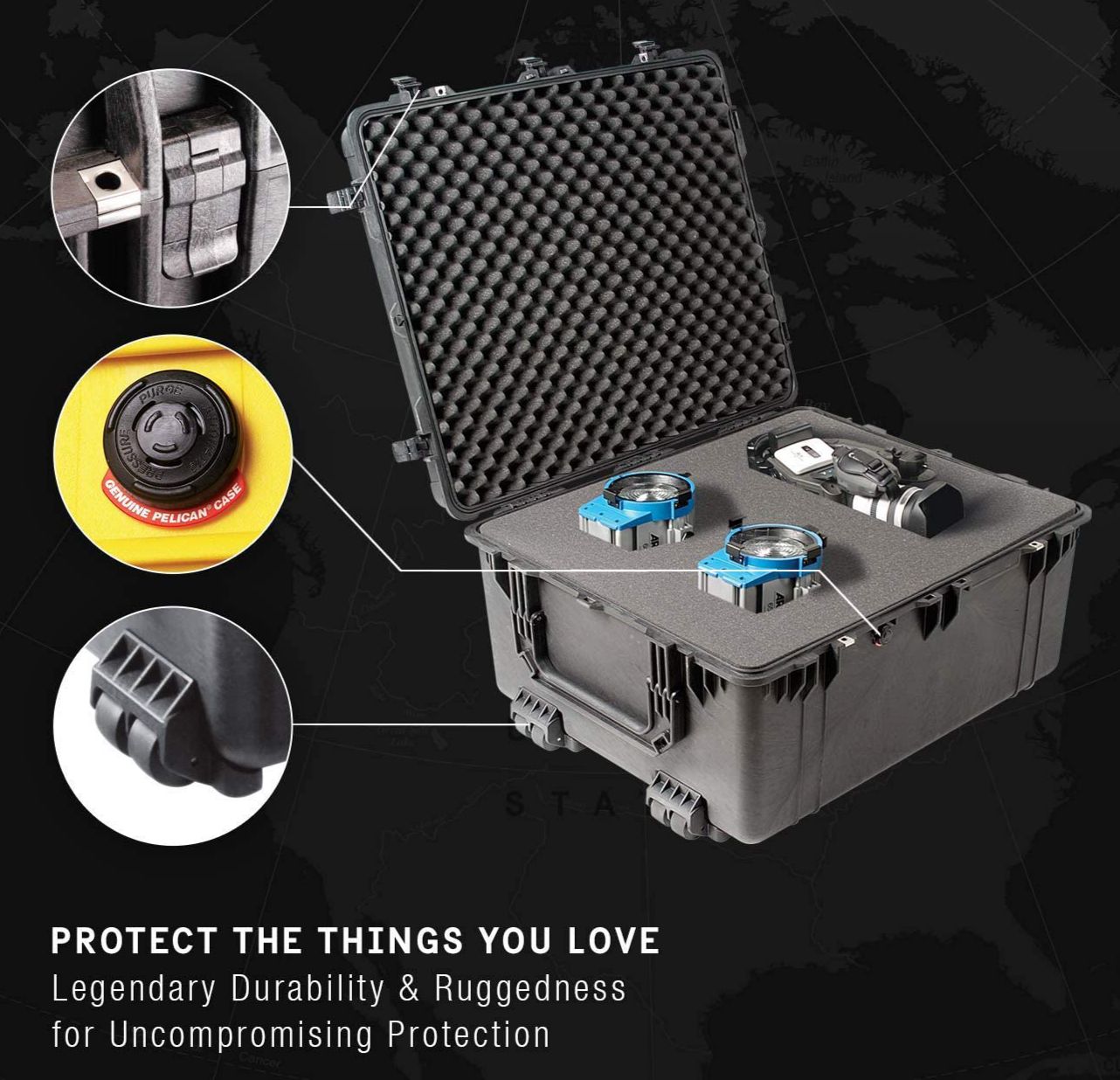 Pelican 1690 Black Protector Transport Case with Foam-Limited Lifetime Local Warranty