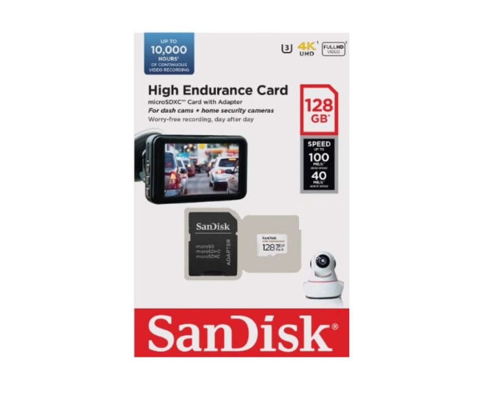 SanDisk High Endurance Video Monitoring microSDXC Cards for CCTV Dashcam IPcam Class 10 4K U3 V30 (SDSQQNR)