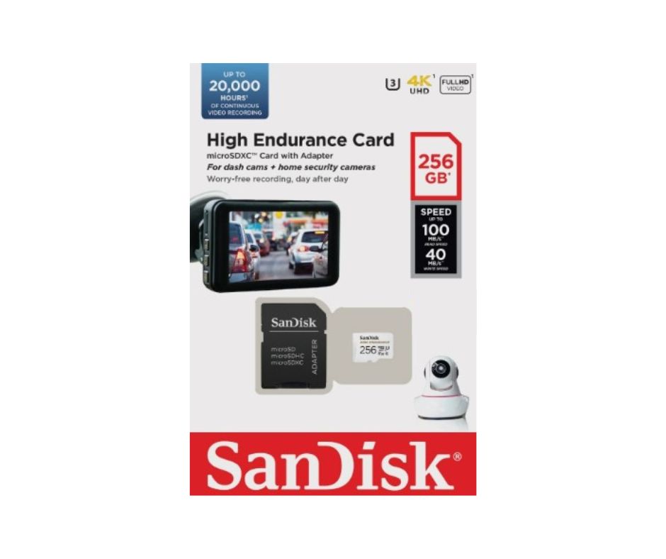 SanDisk High Endurance Video Monitoring microSDXC Cards for CCTV Dashcam IPcam Class 10 4K U3 V30 (SDSQQNR)