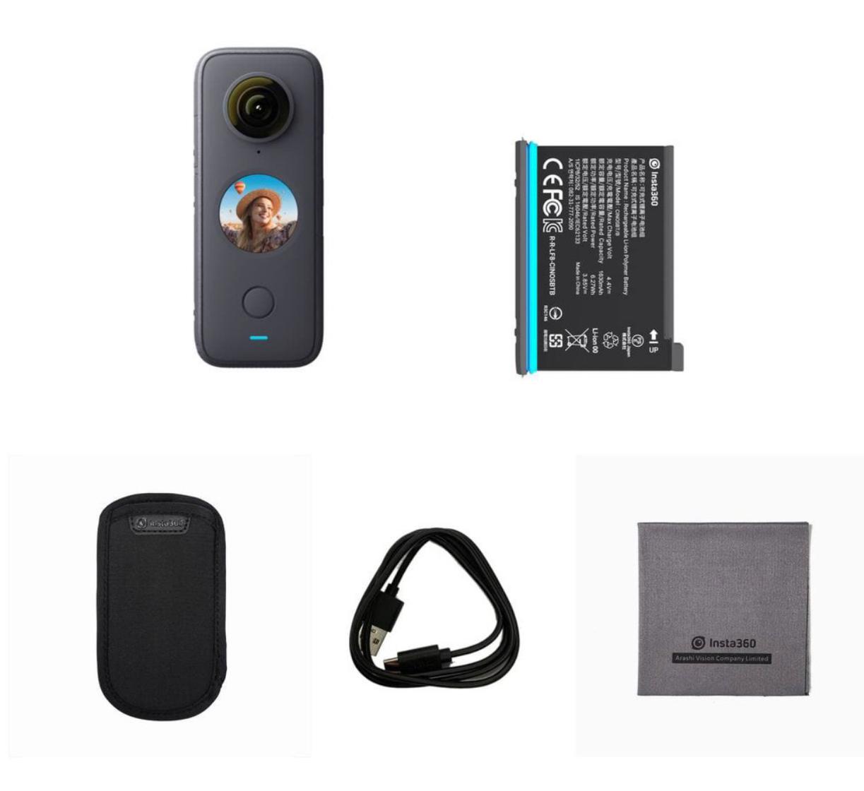 Insta360 ONE X2 with Lens Cap, Lens Guard, Invisible Selfie Stick, 128GB card- 1 Year Local Manufacturer Warranty