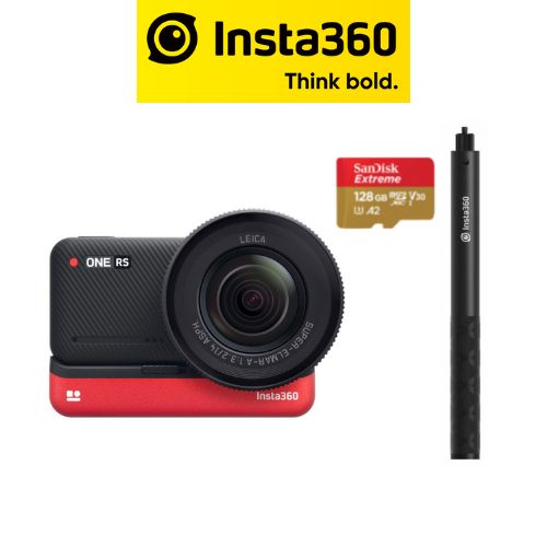 Insta360 ONE RS 1- Inch Edition -Standalone With Invisible Selfie Stick & Sandisk microSD 128gb Card -1 Year Local Manufacturer Warranty