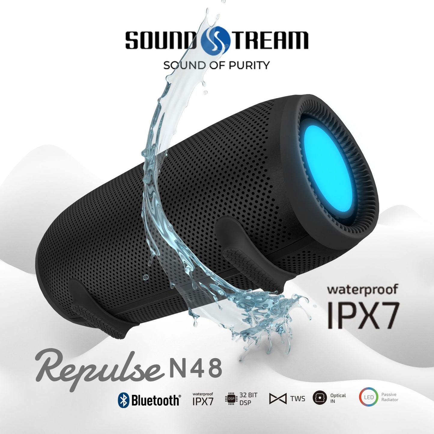 Soundstream(USA) REPULSE N48 (IPX7/waterproof/portable/Bluetooth Speaker/TypeC 30W charging) - 1 Year Warranty