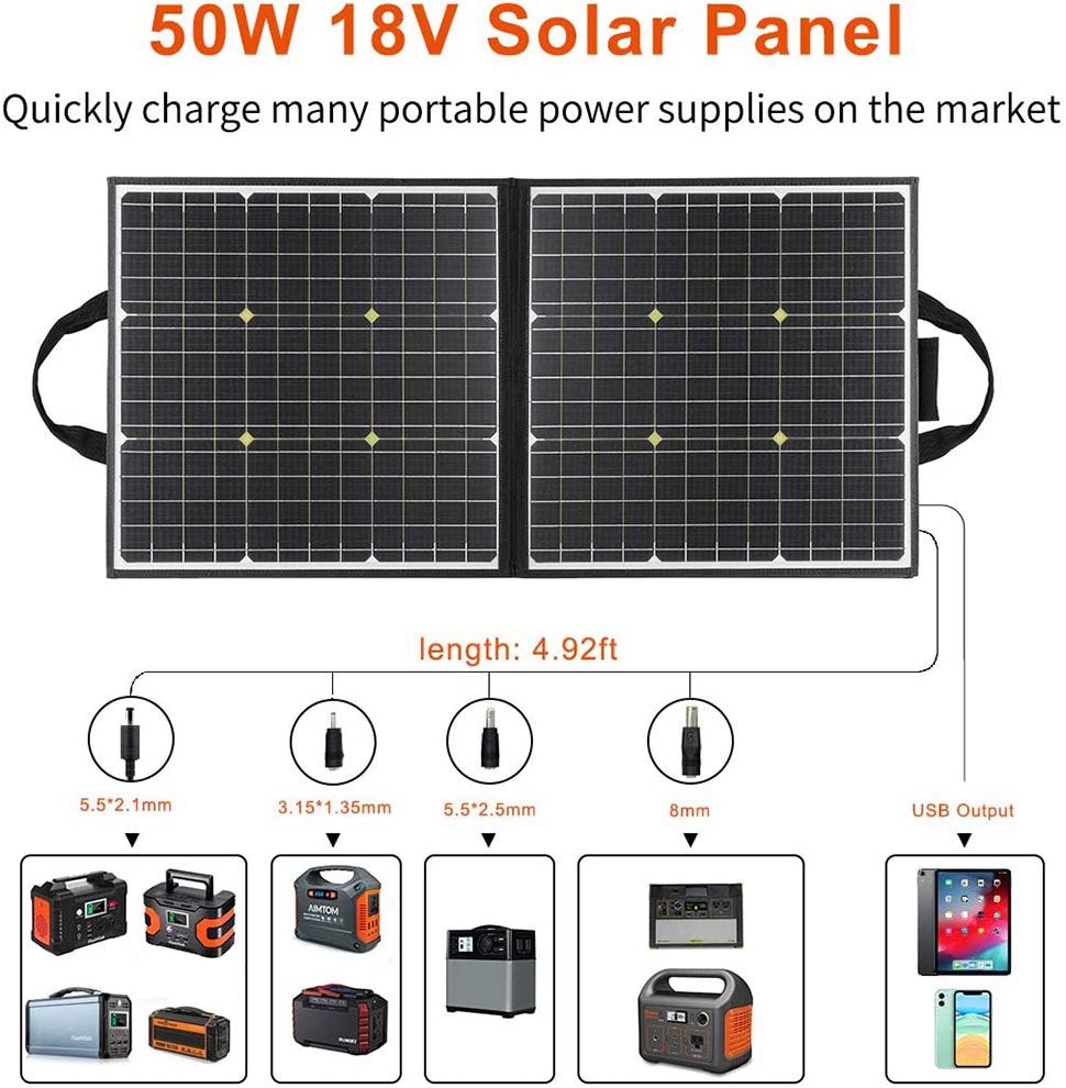 Flashfish SP1850 (18V/50W) Black Foldable Solar Panel - 1 Year Local Warranty