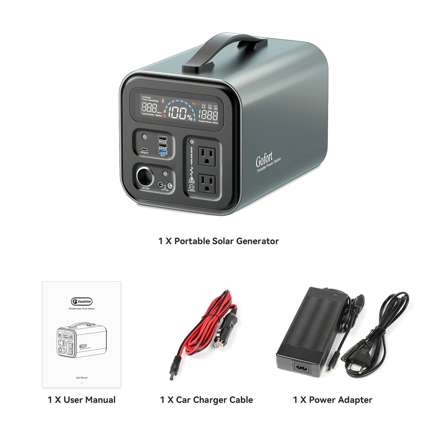 Gofort UA1100 (297600mAh/1100Wh/1200W) Portable Power Station - 1 Year Warranty