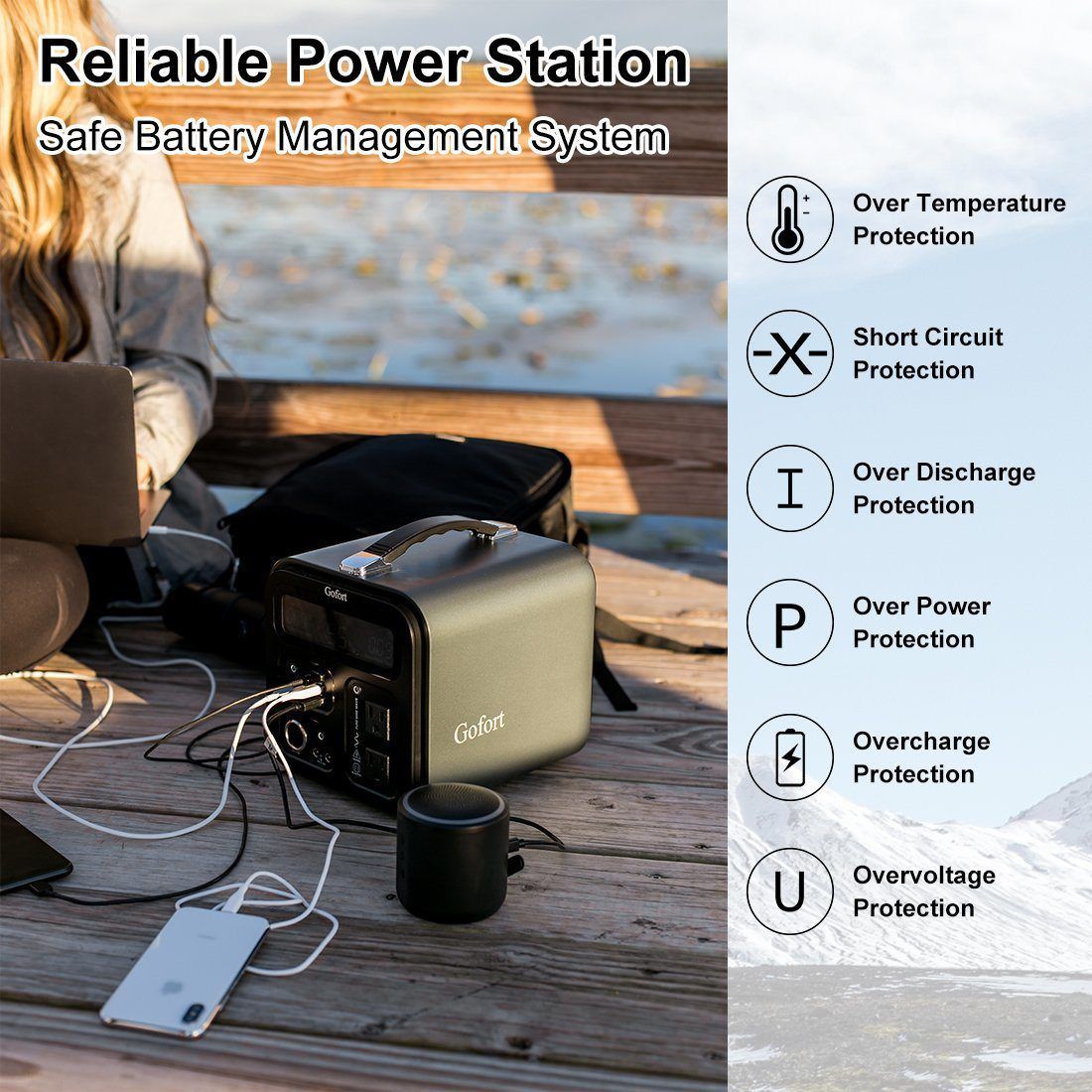 Gofort UA550 Portable Power Station/148800mAh/550Wh/Solar Generator- 1 Year Warranty