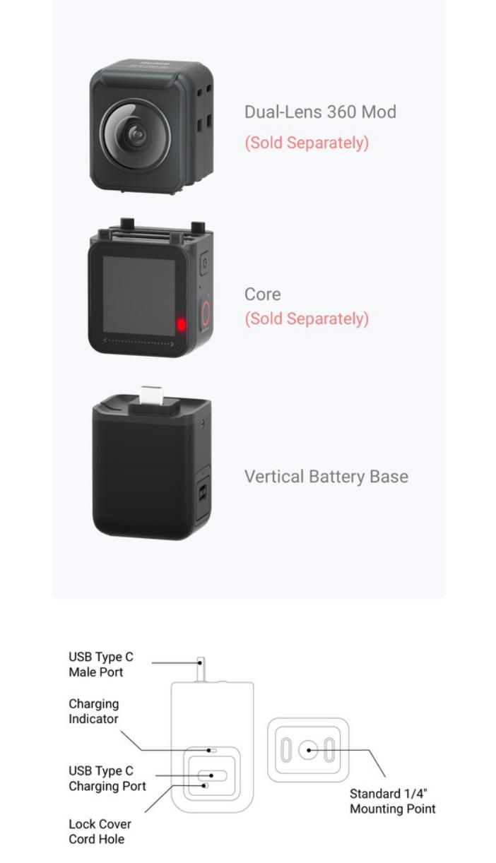 Insta360 ONE R/RS -Vertical Battery Base