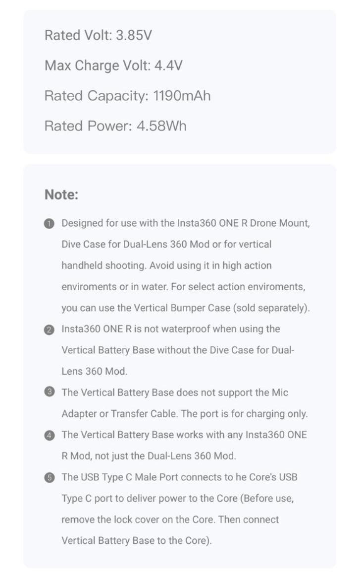 Insta360 ONE R/RS -Vertical Battery Base