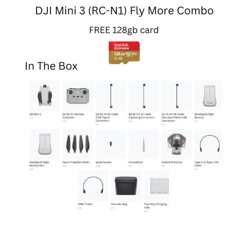 DJI Mini 3 Camera Drones FREE Sandisk 128gb | under 249g | 4K HDR Video | Extended Battery Life | True Vertical Shooting - 1 Year Local DJI Warranty