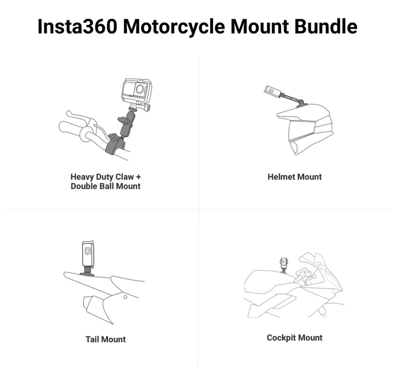 Insta360 ONE X2 With Motorcycle Mount Bundle with FREE Invisible Selfie Stick - 1 Year Local Manufacturer Warranty
