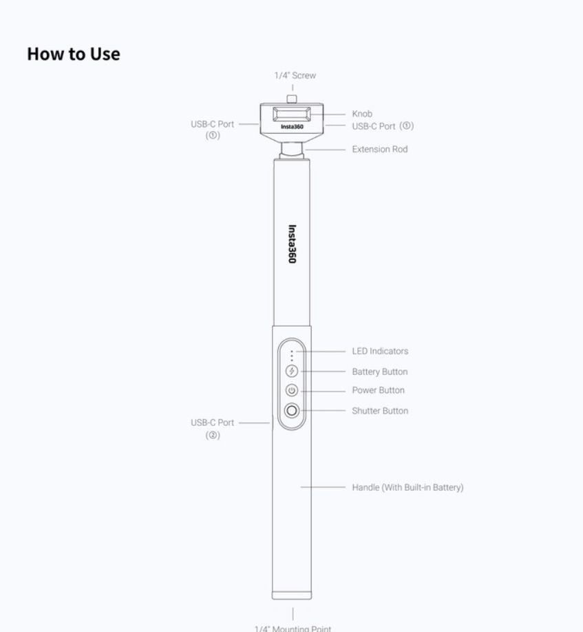 Insta360 Power Selfie Stick for ONE X2, ONE X3